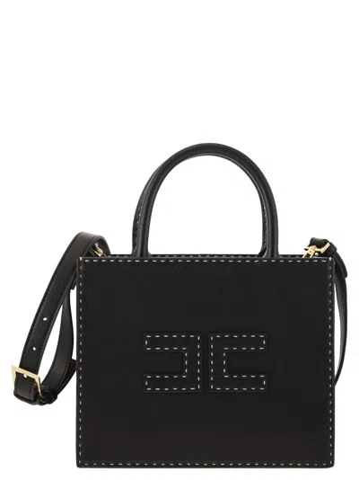 Elisabetta Franchi Small Tote With Contrast Stitching In Black