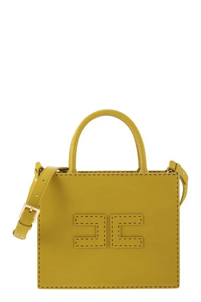 Elisabetta Franchi Small Tote With Contrast Stitching In Brown