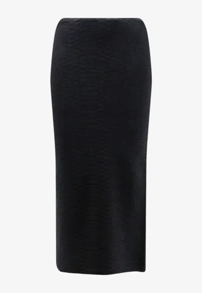 Elisabetta Franchi Snake Jacquard Knit Midi Skirt In Black
