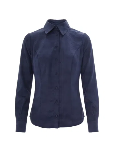 Elisabetta Franchi Textured Button-front Shirt In Blue