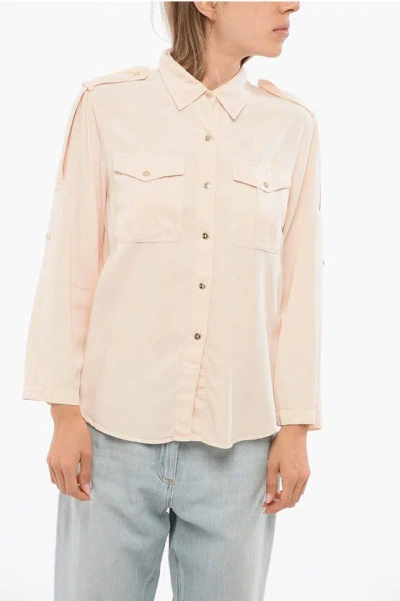Elisabetta Franchi Soft Denim Shirt In Neutral