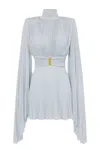 Elisabetta Franchi Soft Pleated Evening Dress In Blue