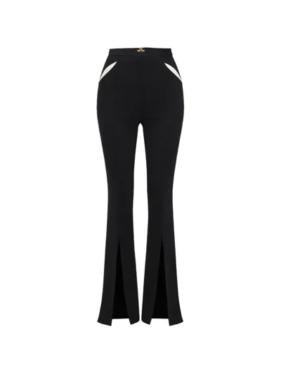 Elisabetta Franchi Split Flared Trousers In Black