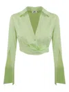 Elisabetta Franchi Split-sleeve Top In Green