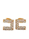 Elisabetta Franchi Square-frame Crystal-embellishment Earrings In Gold