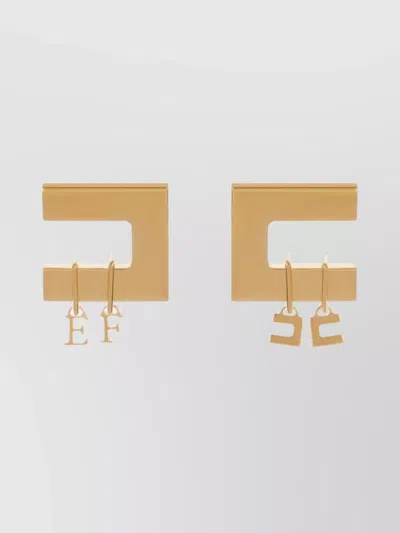 Elisabetta Franchi Square Initial Charms Geometric Earrings