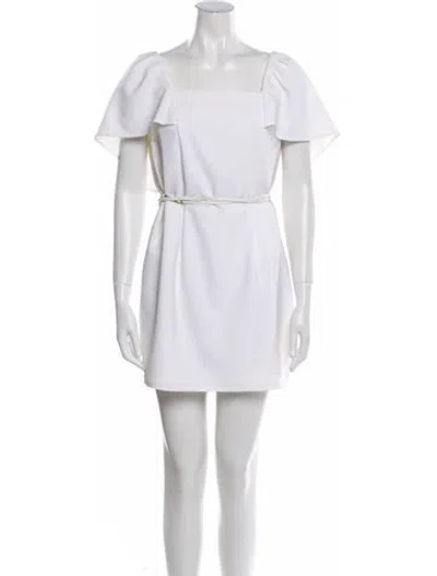 Pre-owned Elisabetta Franchi Square Neckline Mini Dress In White