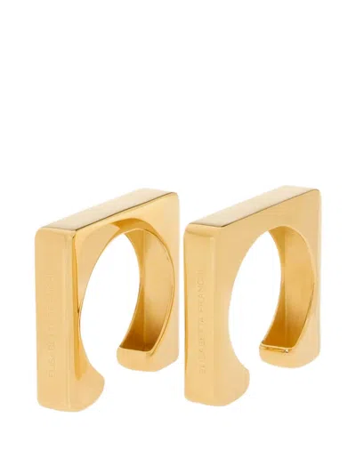 Elisabetta Franchi Square Rigid Cuff Bracelet Set (set Of Two) In Red