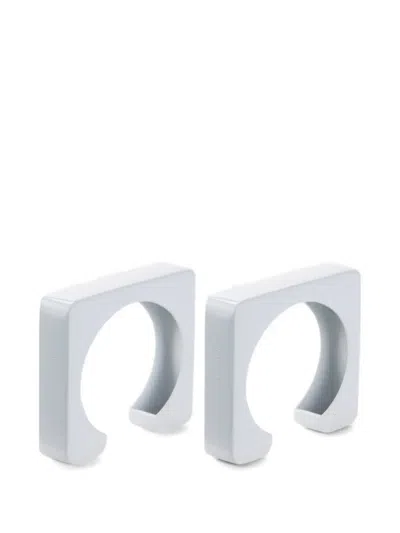 Elisabetta Franchi Square Rigid Cuff Bracelets (set Of Two) In Silver