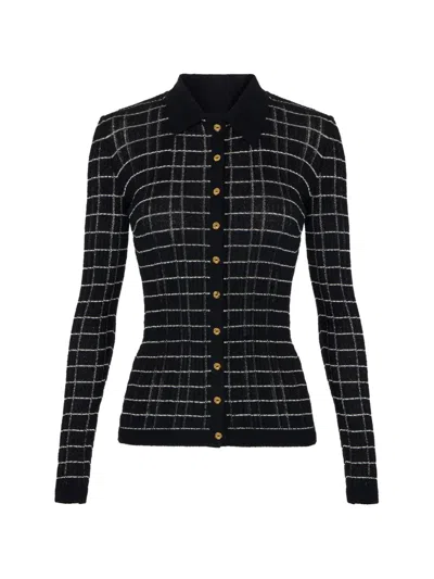 Elisabetta Franchi Square-pattern Cardigan In Black