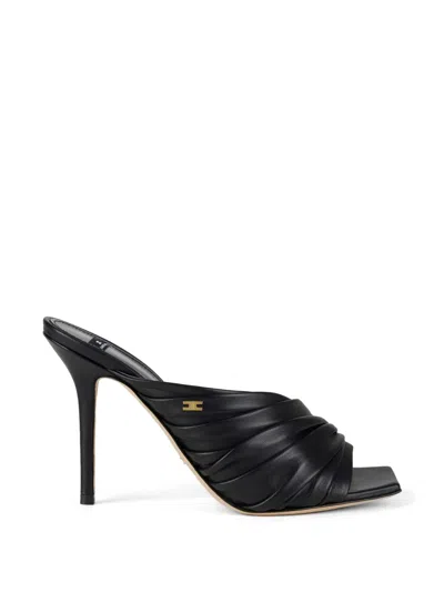 Elisabetta Franchi Square-toe Heeled Sandals In Black