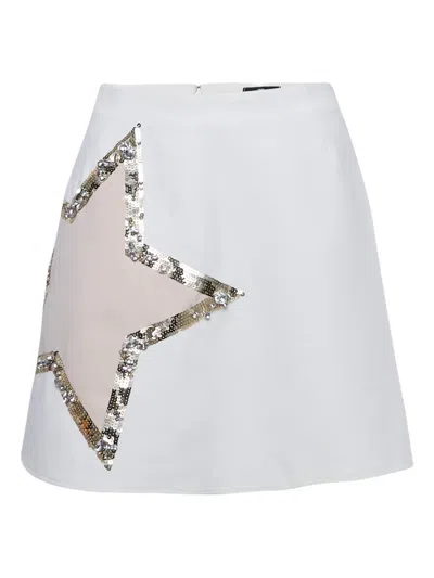 Pre-owned Elisabetta Franchi Star-detail Mini Skirt In White