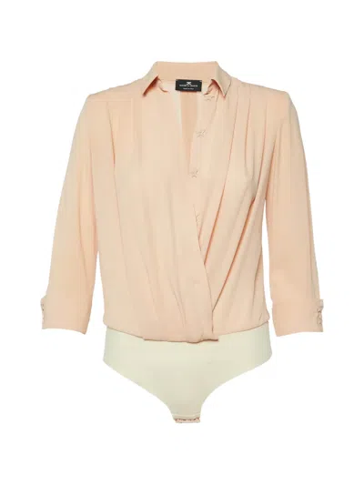 Pre-owned Elisabetta Franchi Star-button Bodysuit In Orange