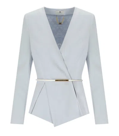 Elisabetta Franchi Starlight Belted Blazer In Blue