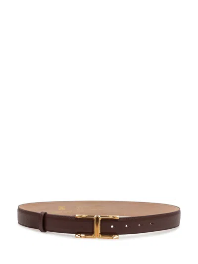 Elisabetta Franchi Statement Belt With Logo Buckle In Cacao