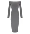 Elisabetta Franchi Steel Knitted Midi Dress In Gray
