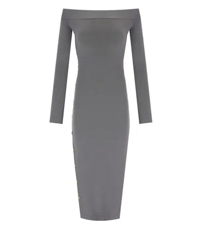 ELISABETTA FRANCHI ELISABETTA FRANCHI STEEL KNITTED MIDI DRESS