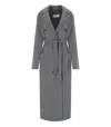 Elisabetta Franchi Steel Melange Belted Coat In Gray