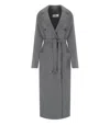 Elisabetta Franchi Steel Melange Belted Coat In Gray