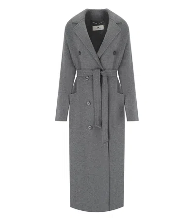 ELISABETTA FRANCHI STEEL MELANGE BELTED COAT