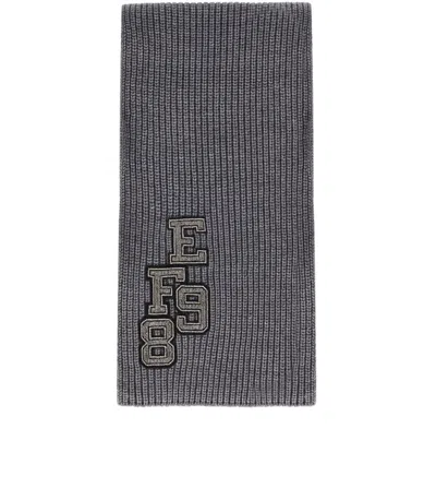 Elisabetta Franchi Steel Melange Ribbed Scarf In Gray
