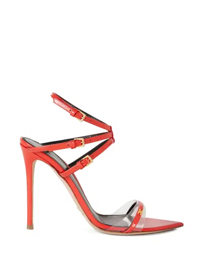 Elisabetta Franchi Stiletto Leather Sandals In Red