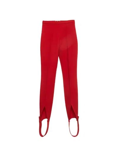 Pre-owned Elisabetta Franchi Stirrup Gabardine Trousers In Red