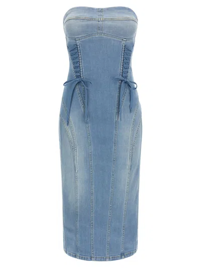 Elisabetta Franchi Stonewashed Denim Bustier Dress In Blue
