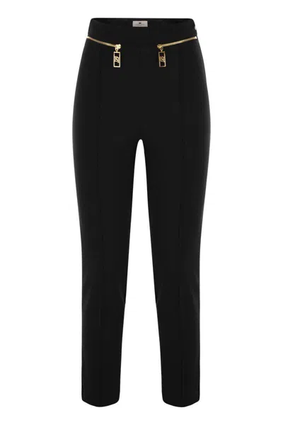Elisabetta Franchi Straight Crepe Trousers With Zip