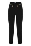 Elisabetta Franchi Straight Crepe Trousers With Zip In Black