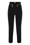 Elisabetta Franchi Straight Crepe Trousers With Zip In Black