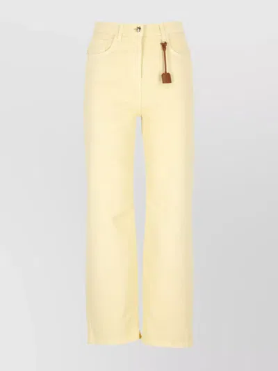 Elisabetta Franchi Straight Cut Cotton Jeans With Belt Loops In Multi