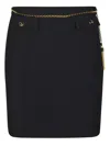 Elisabetta Franchi Black Skirt With Metallic Pendant And Patch Pockets In Fabric Woman In Black