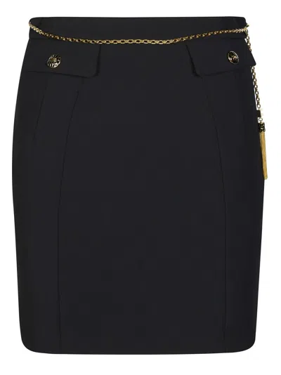Elisabetta Franchi Straight-cut Mini Skirt With Structured Silhouette In Black