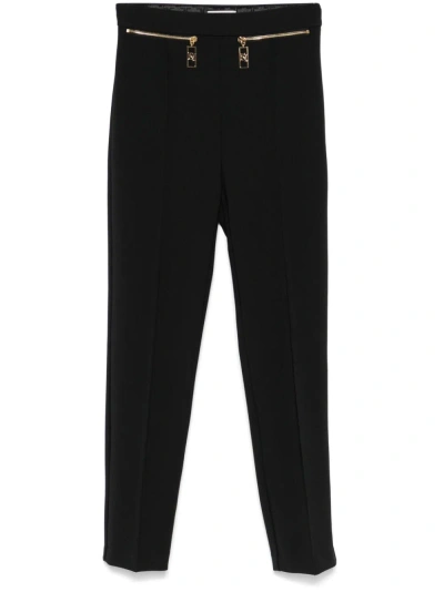 Elisabetta Franchi Straight-leg Crepe Trousers In Black
