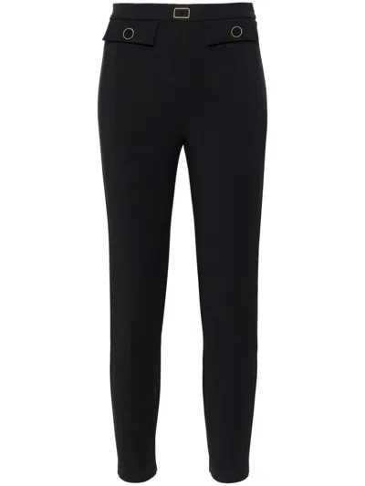 Elisabetta Franchi High-waisted Crepe Trousers In Black  