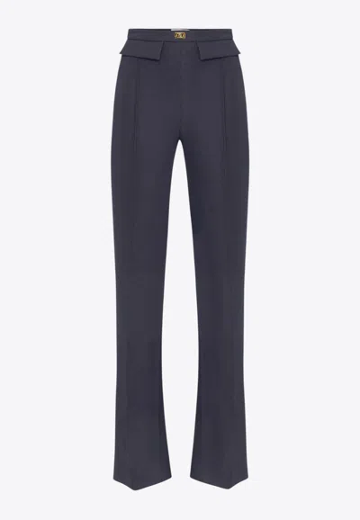 Elisabetta Franchi Straight-leg Pleated Pants In Blue