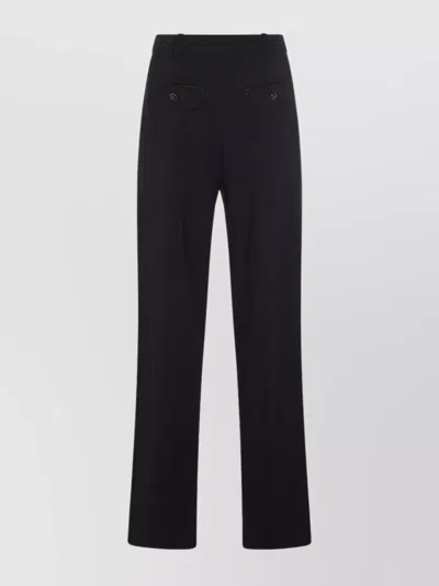 Elisabetta Franchi Straight Leg Trousers With Belt Loops And Buttoned Back Pockets In Black