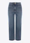 Elisabetta Franchi Straight-leg Washed Jeans In Blue