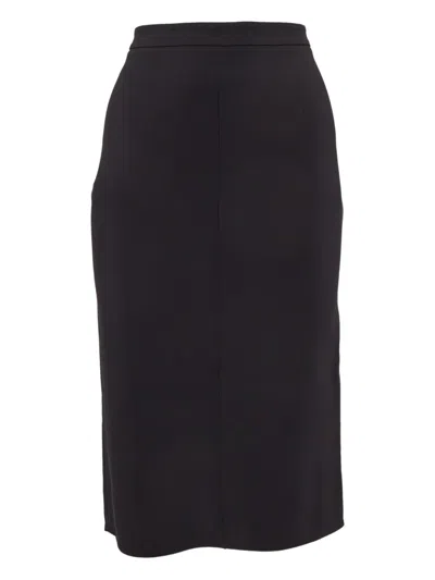 Pre-owned Elisabetta Franchi Straight Midi Skirt In Black
