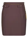 Elisabetta Franchi Straight Silhouette Mini Skirt With Flap Pockets In Brown