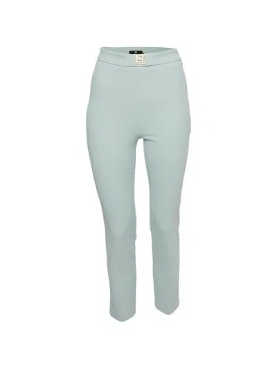 Pre-owned Elisabetta Franchi Straight-leg Crepe Trousers In Blue