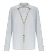 Elisabetta Franchi Stralight Blouse With Necklace In Blue