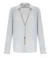Elisabetta Franchi Stralight Blouse With Necklace In Blue