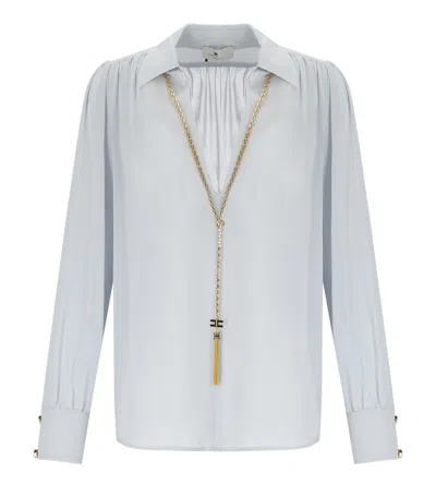 Elisabetta Franchi Stralight Blouse With Necklace In White
