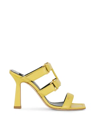 Elisabetta Franchi Strap Leather Sandals In Yellow