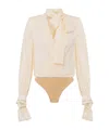 Elisabetta Franchi Strap-up One-piece Shirt In Nude