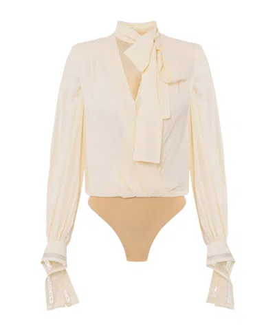 Elisabetta Franchi Strap-up One-piece Shirt In Nude