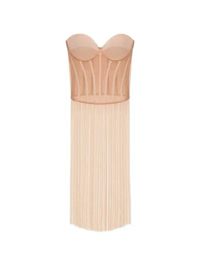 Elisabetta Franchi Strapless Corset-style Blouse In Brown