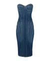 Elisabetta Franchi Denim Corset Dress With Panel Detailing In Blue